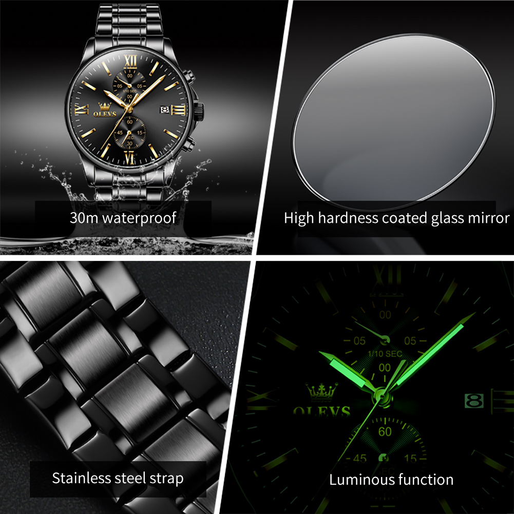 OLEVS 2886 Classic Black Quart - Luxury Watch Maker review and price