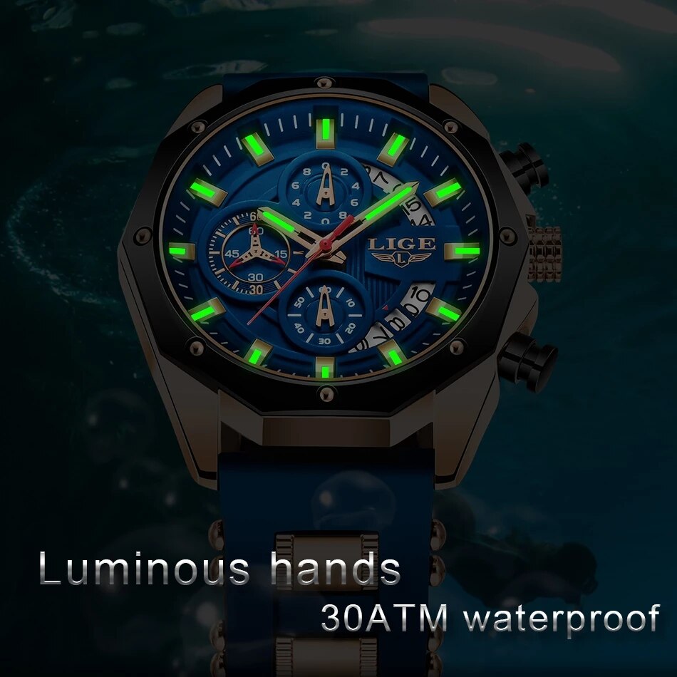 LIGE Fashion Men Watches Top B - Luxury Watch Maker review and price